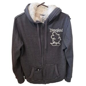Walt Disney 55th Year Anniversary Fur‎ Lined Hoodie, Women's Large Gray